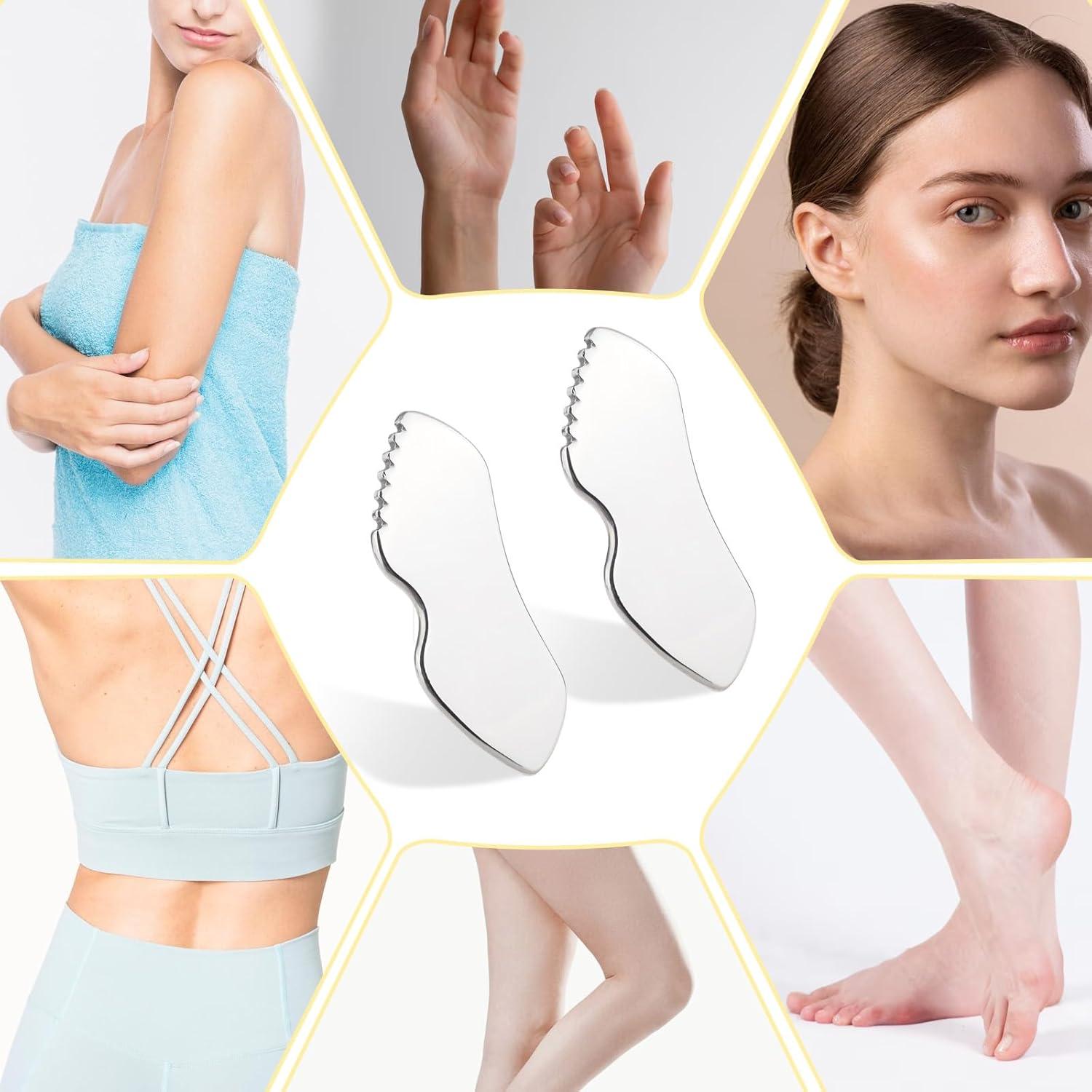 Herramientas Faciales Gua Sha Acero Inoxidable Molain 2 Pcs