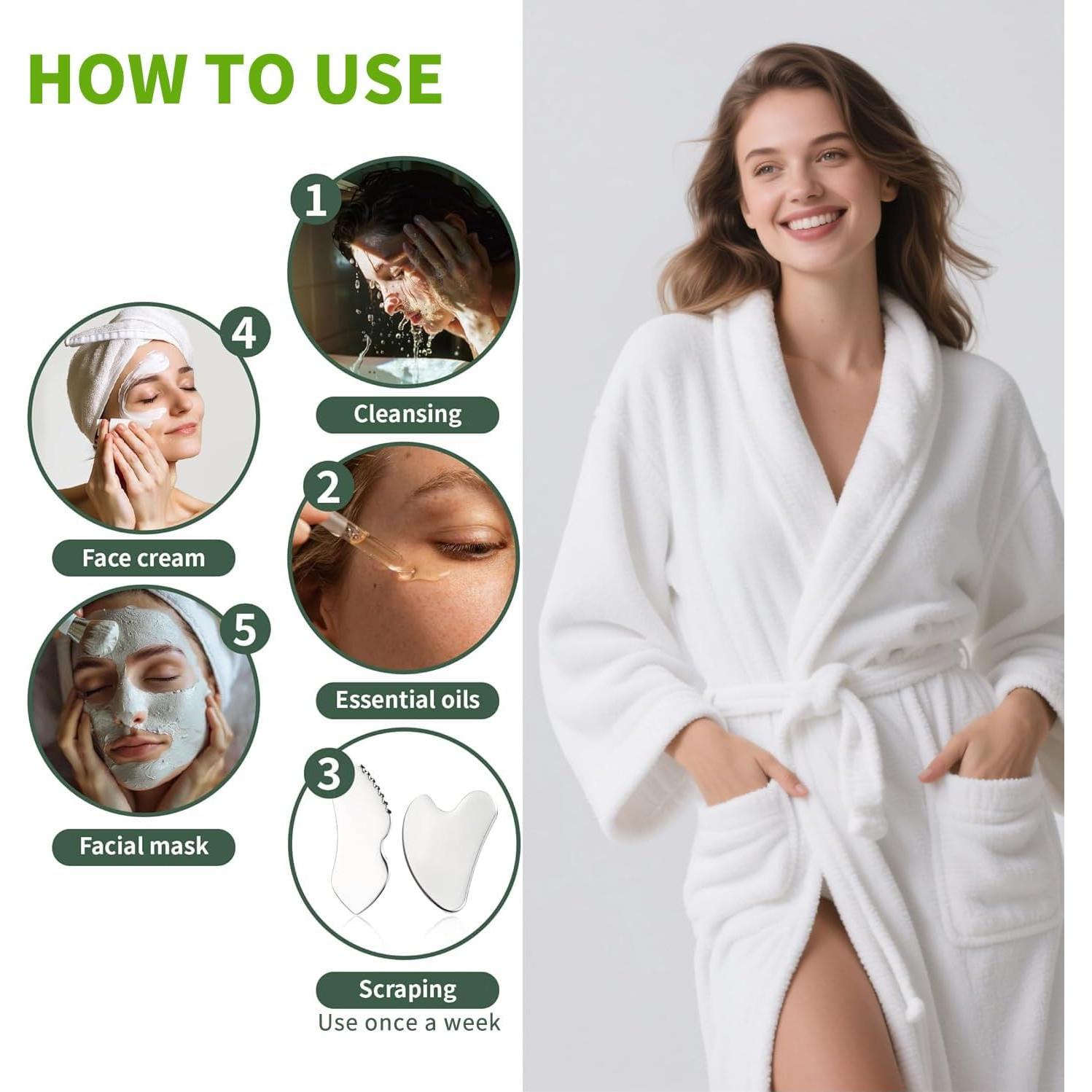 Set de 2 Piezas Gua Sha Acero Inoxidable ANNROS 14.6cm