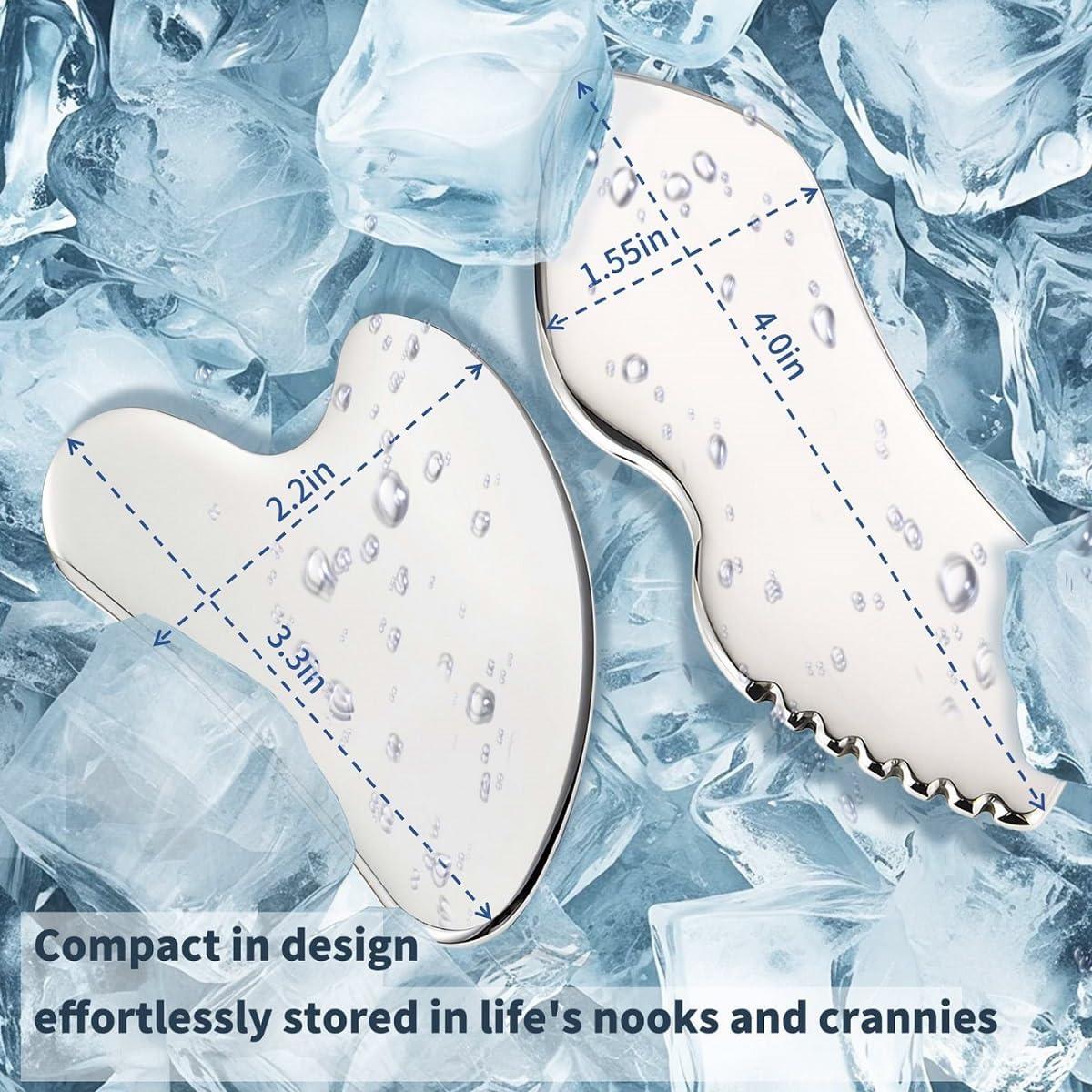 Set de 2 Piezas Gua Sha Acero Inoxidable ANNROS 14.6cm