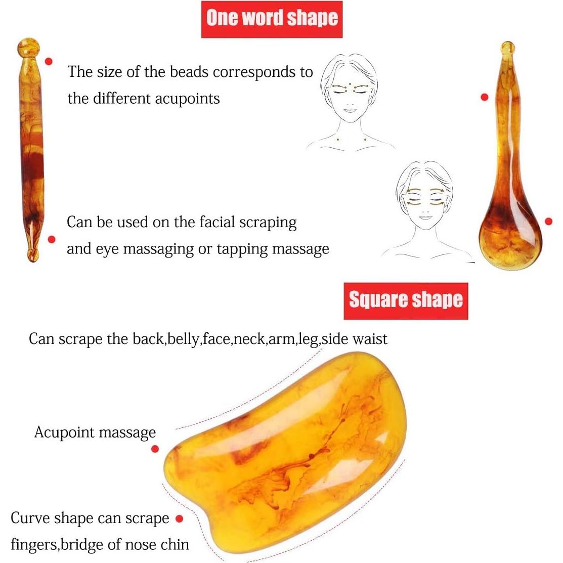 Kit de Masaje Facial Gua Sha 7 Piezas Gawon Ámbar