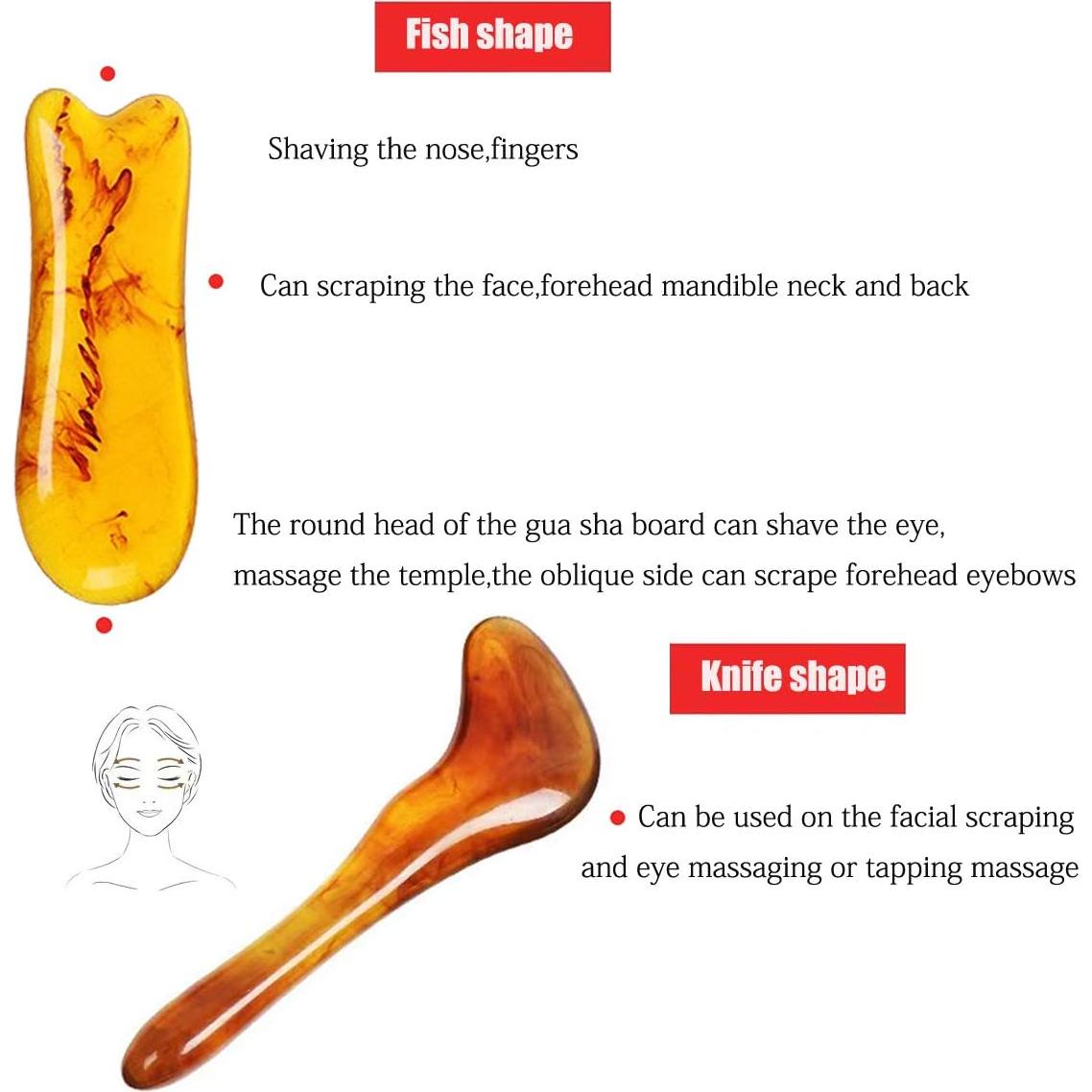 Kit de Masaje Facial Gua Sha 7 Piezas Gawon Ámbar