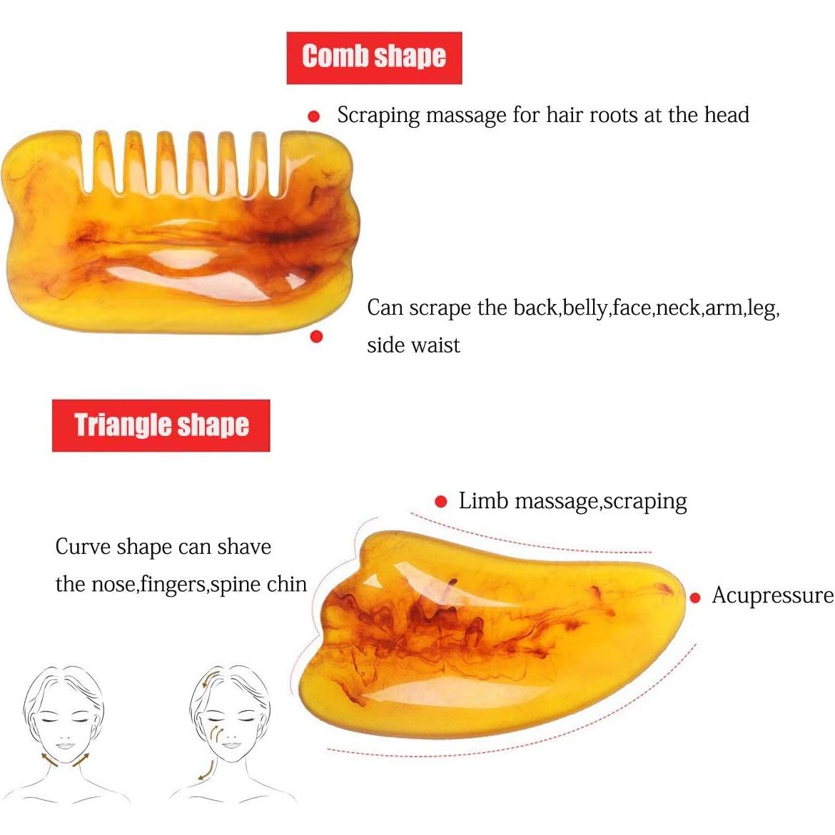 Kit de Masaje Facial Gua Sha 7 Piezas Gawon Ámbar