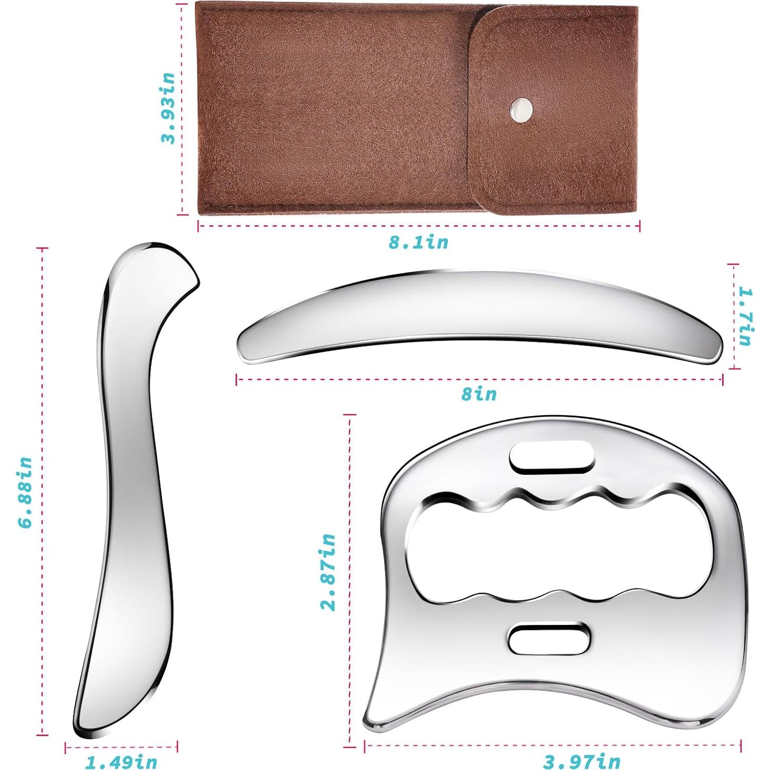 Herramienta Gua Sha de Acero Inoxidable AICNLY 3 en 1 para Masaje