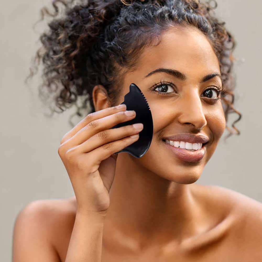 Herramienta de Masaje Facial Gua Sha Yuanchupin - Piedra Bian Natural