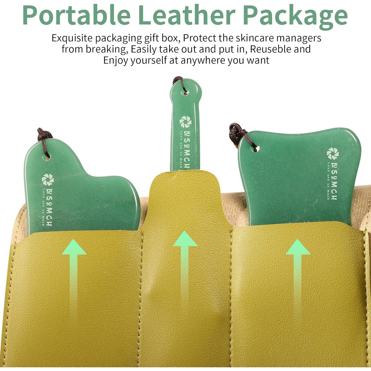 Juego de Herramientas Gua Sha Lusomch 3 Piezas Jade Natural