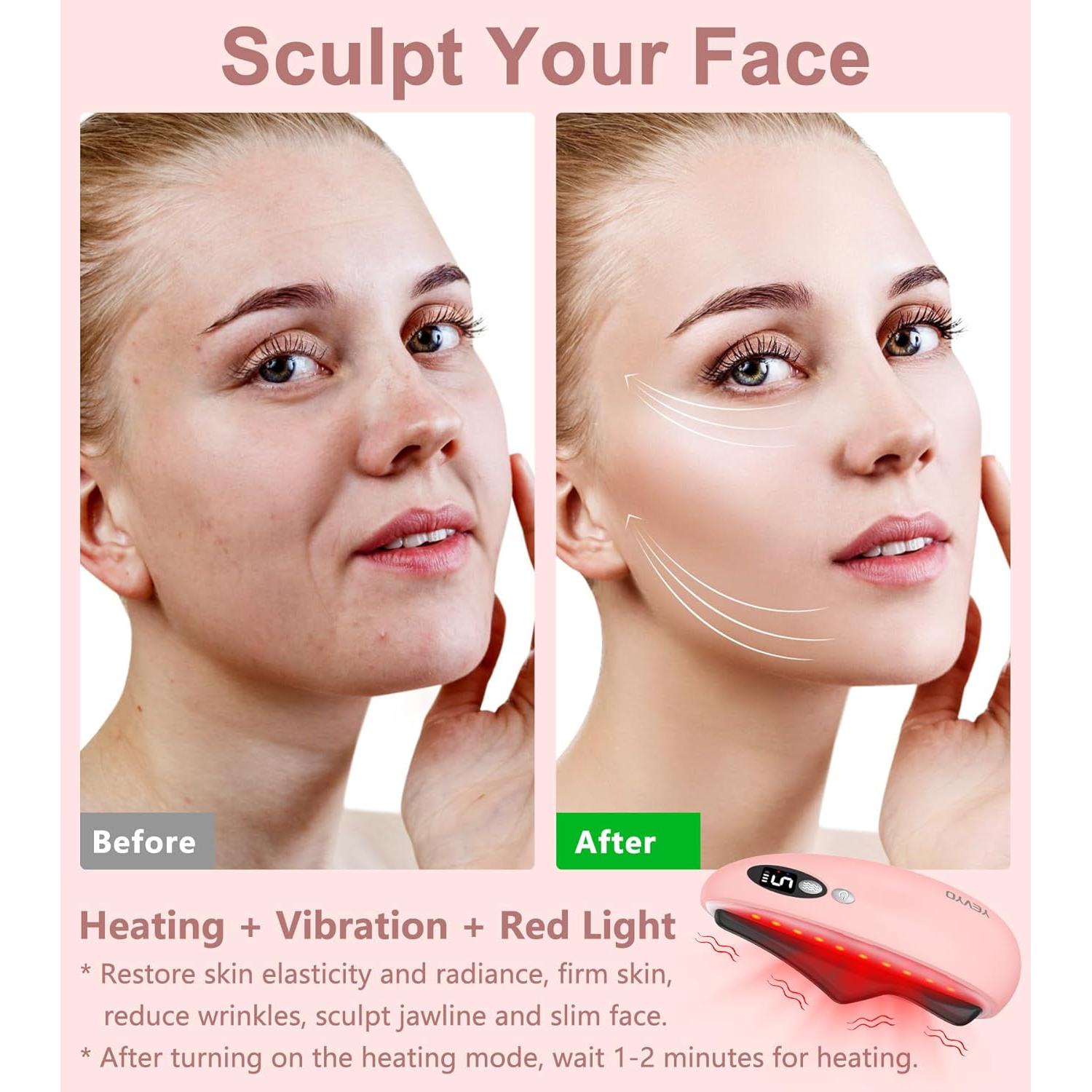 Herramienta Facial Gua Sha Eléctrica YEVYO GS2024 Rosa Pálido