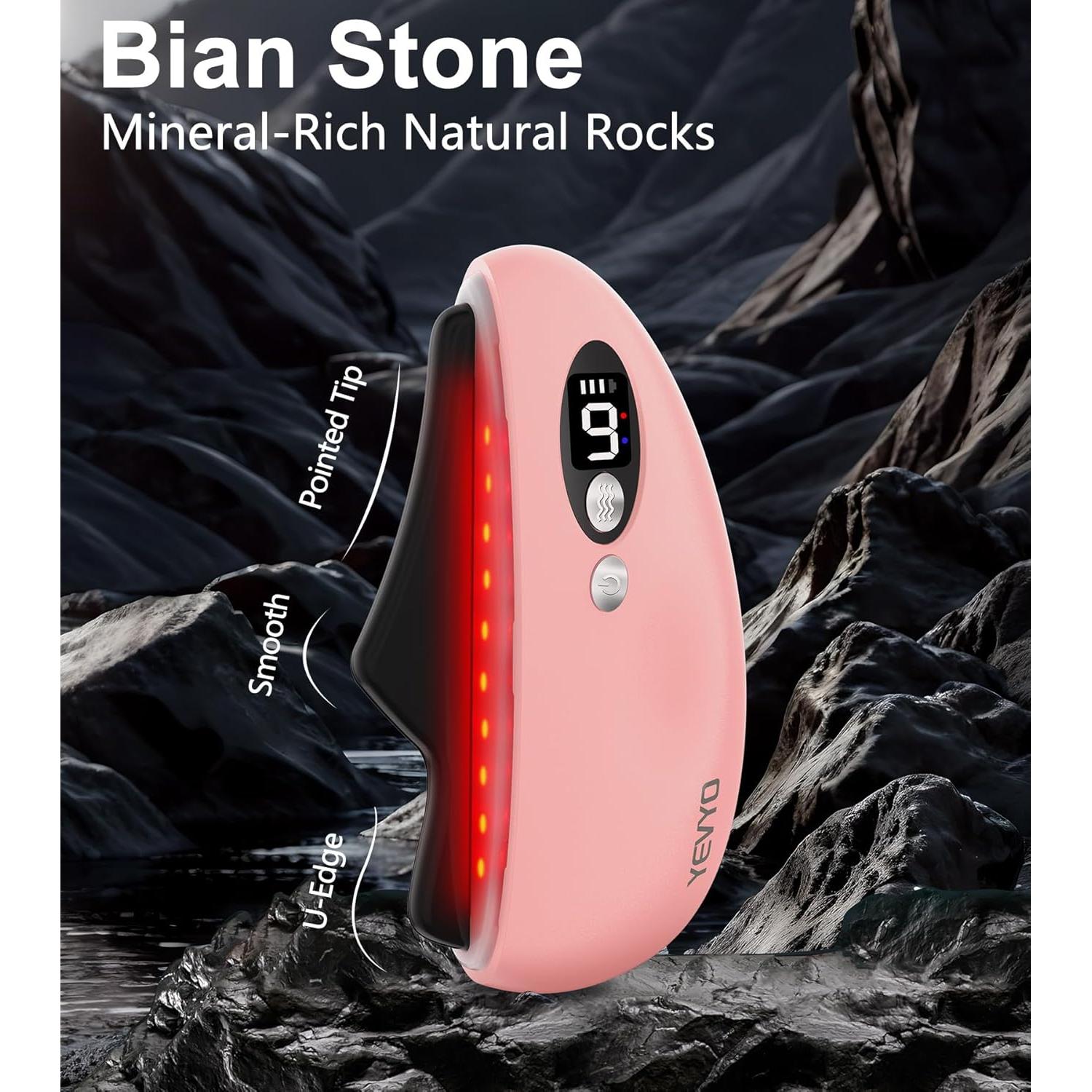 Herramienta Facial Gua Sha Eléctrica YEVYO GS2024 Rosa Pálido