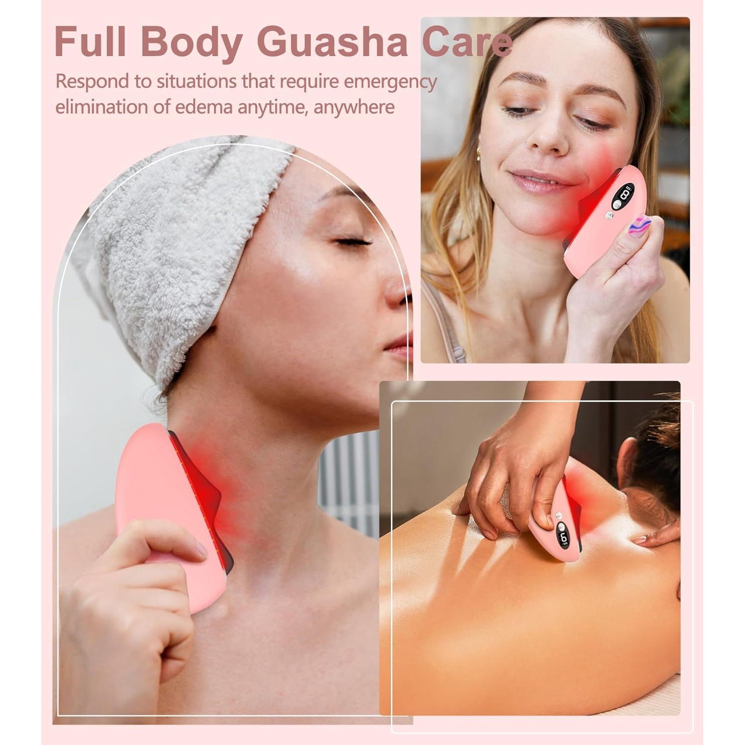 Herramienta Facial Gua Sha Eléctrica YEVYO GS2024 Rosa Pálido