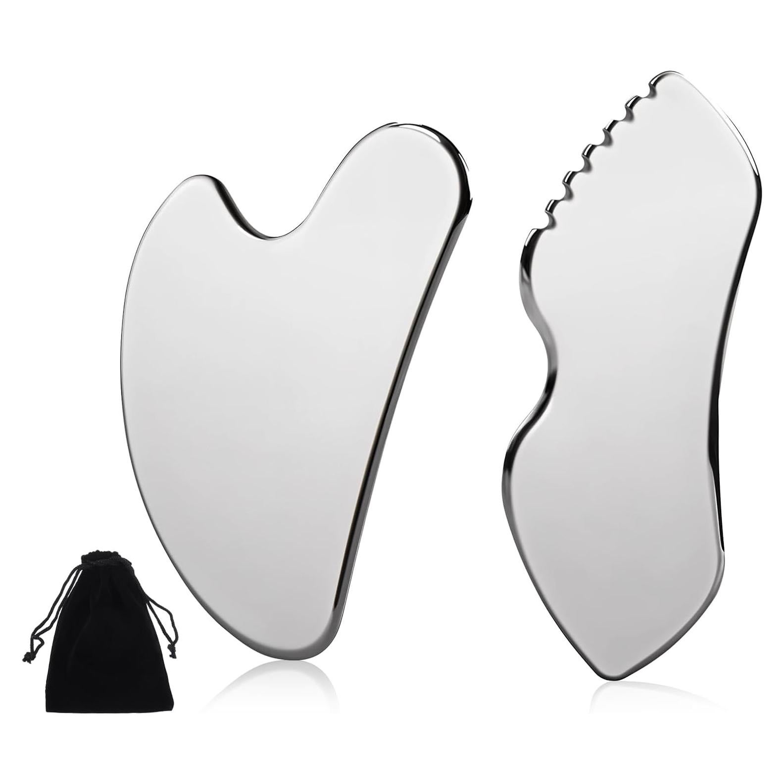 Juego de 2 herramientas Gua Sha de acero inoxidable Quilax