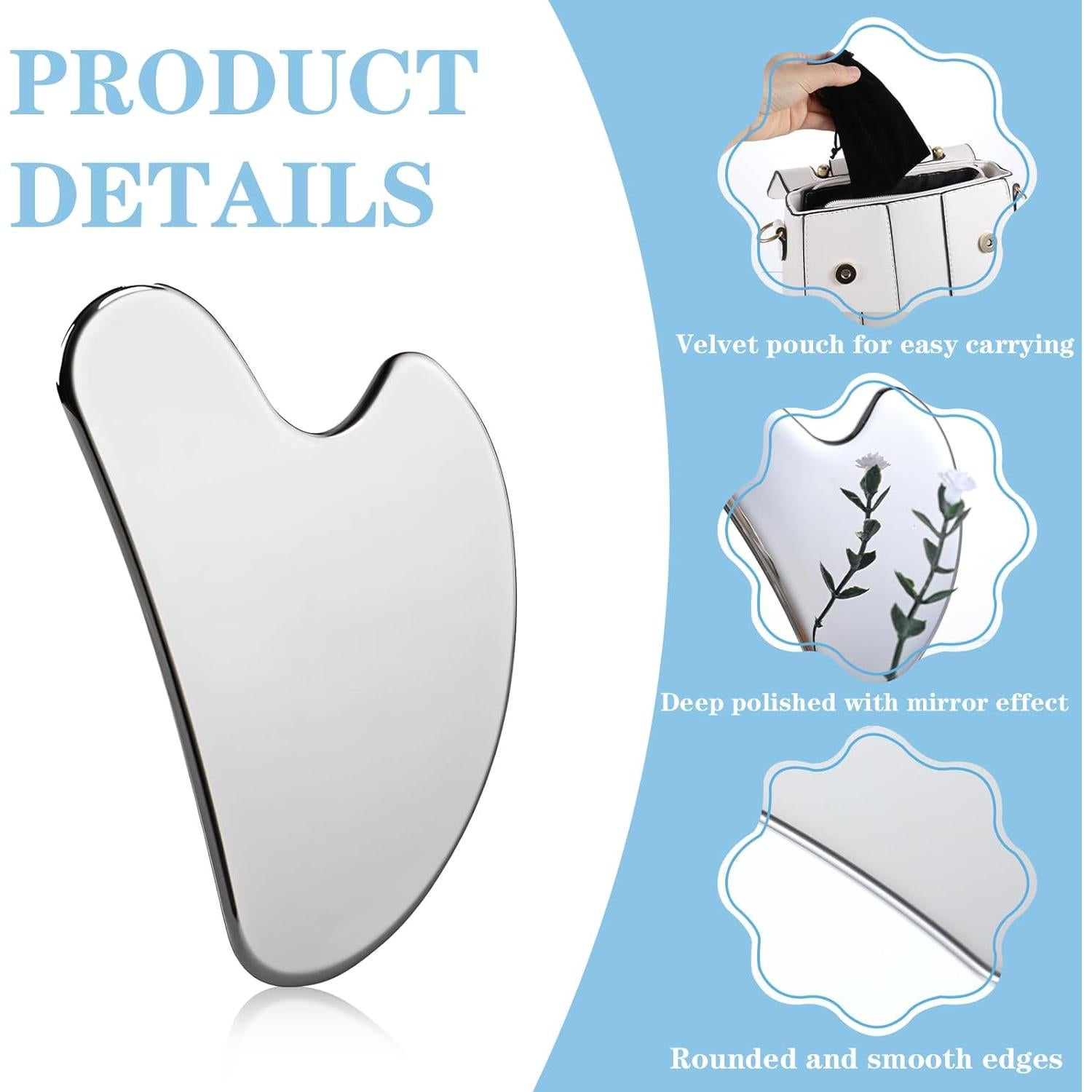Juego de 2 herramientas Gua Sha de acero inoxidable Quilax