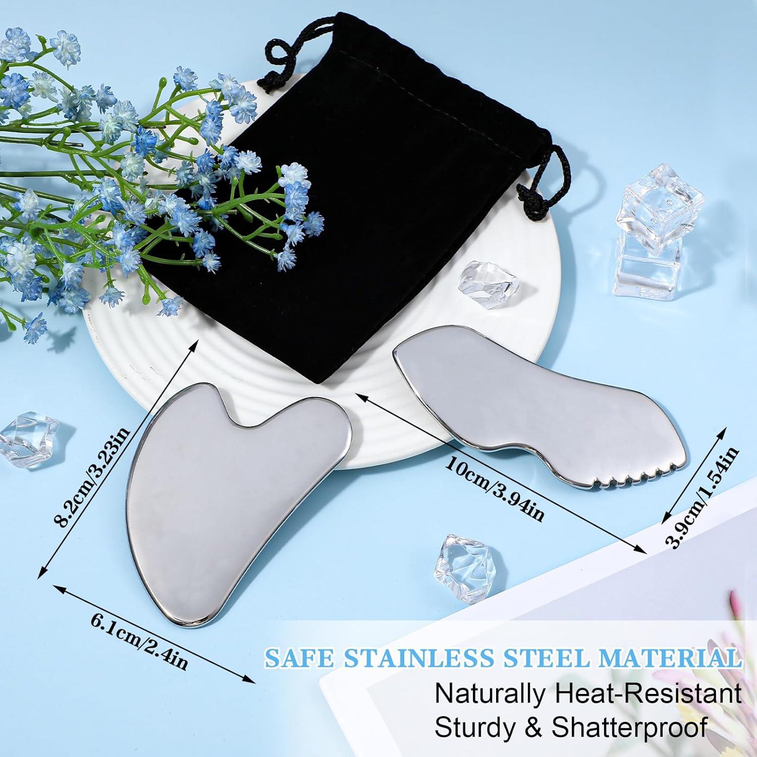 Juego de 2 herramientas Gua Sha de acero inoxidable Quilax