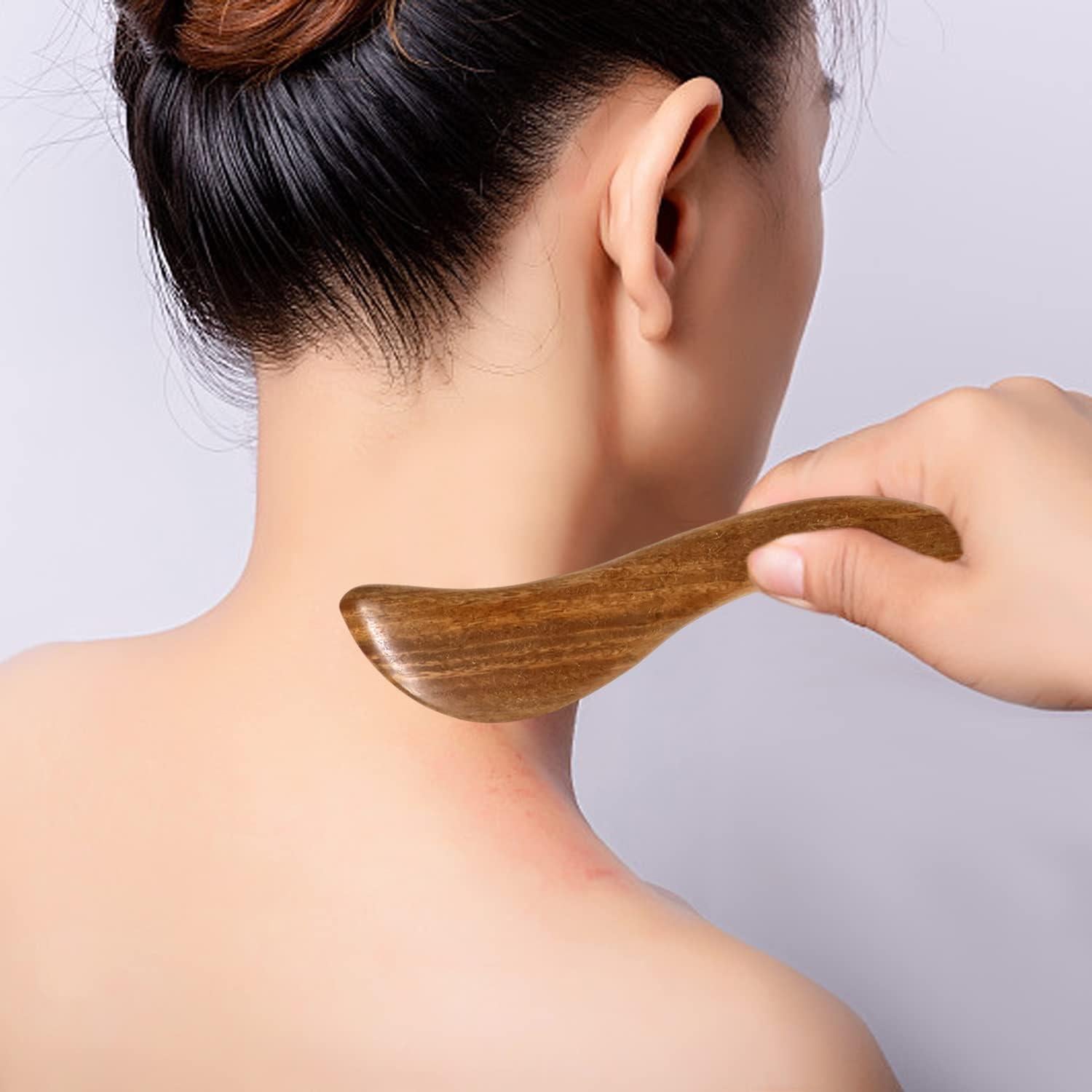 Tabla de Gua Sha de Sándalo Yueton - 2 Piezas, 17x3.2cm y 11x5.5cm