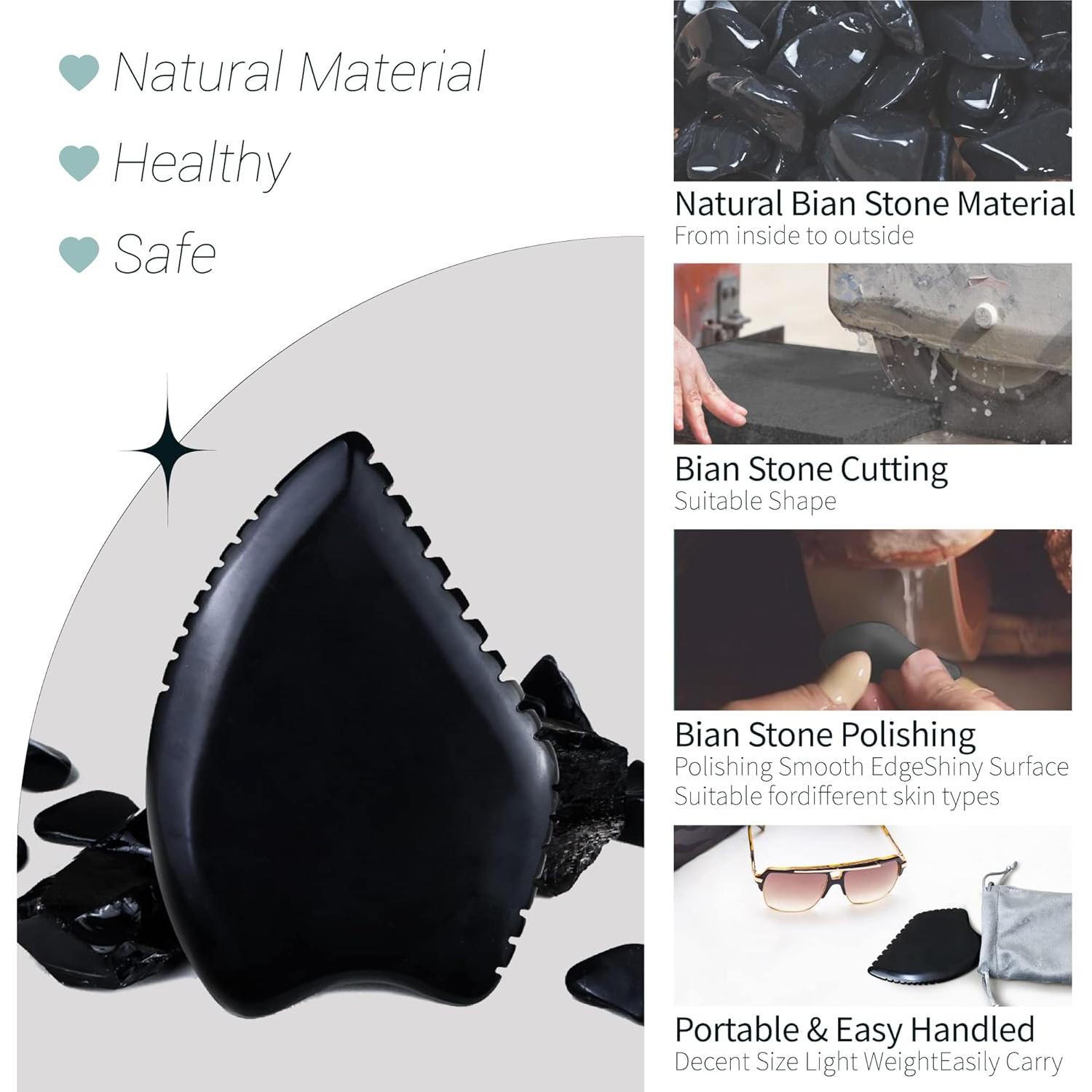 Herramienta Gua Sha Facial Rena Chris de Piedra Bian Natural