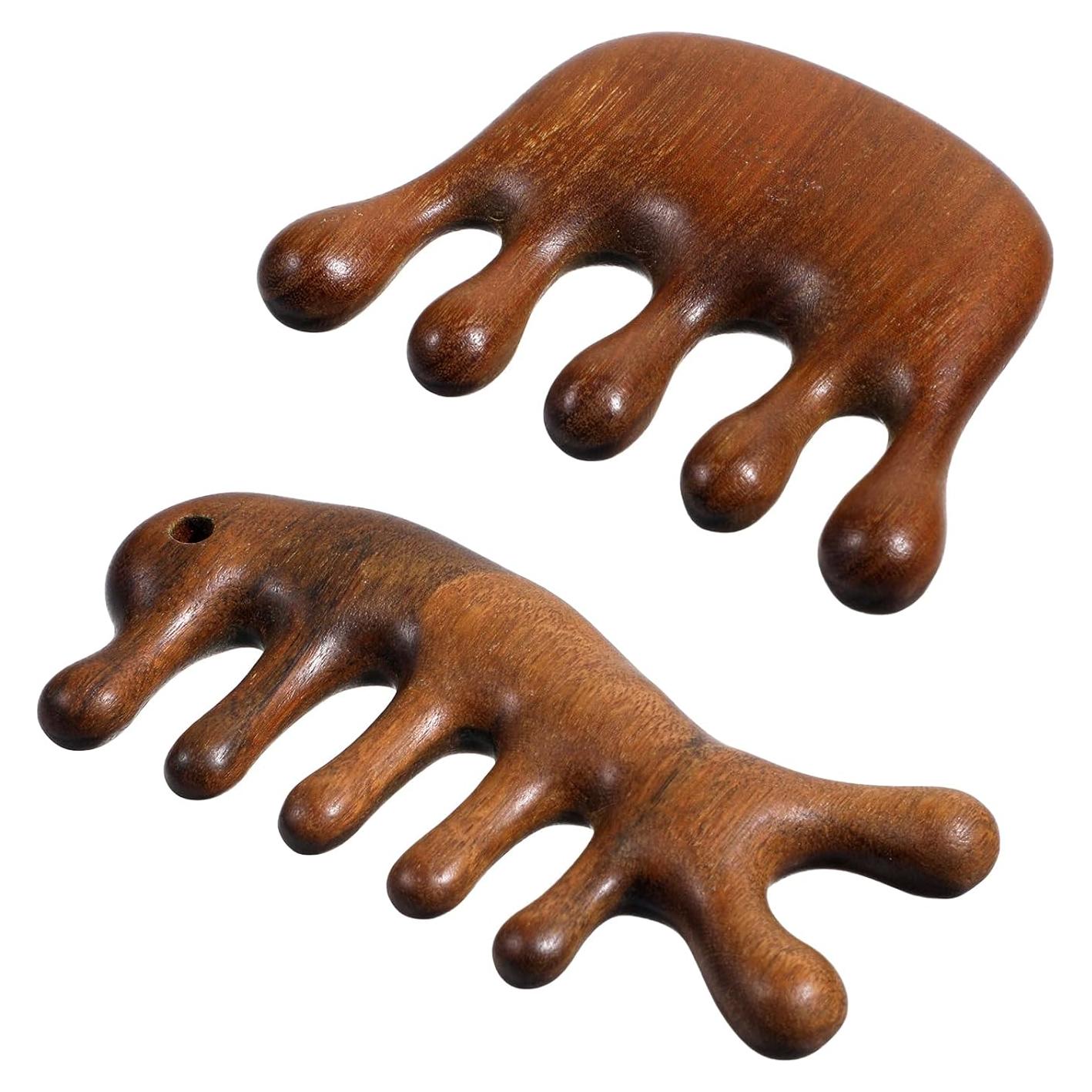 Paquete de 2 Masajeadores de Cuero Cabelludo de Madera Sándalo