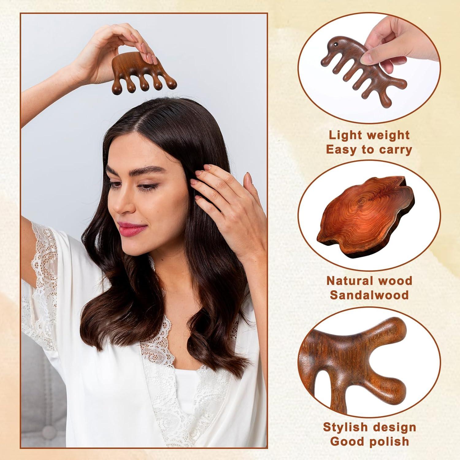 Paquete de 2 Masajeadores de Cuero Cabelludo de Madera Sándalo