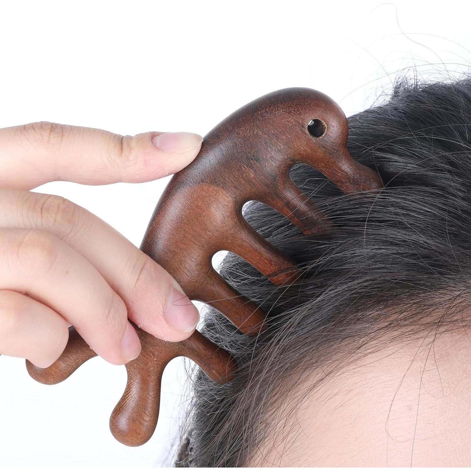 Paquete de 2 Masajeadores de Cuero Cabelludo de Madera Sándalo