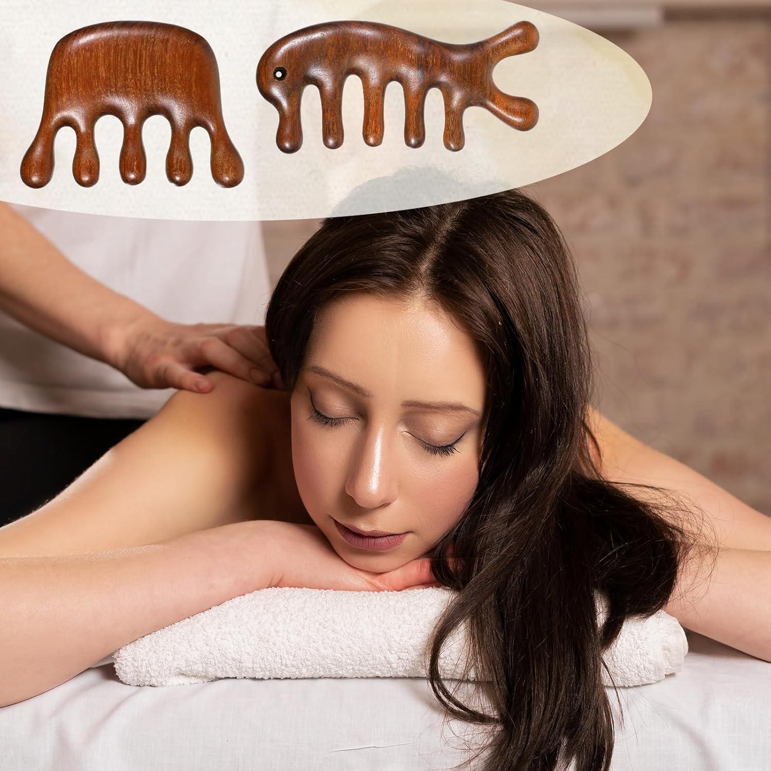Paquete de 2 Masajeadores de Cuero Cabelludo de Madera Sándalo