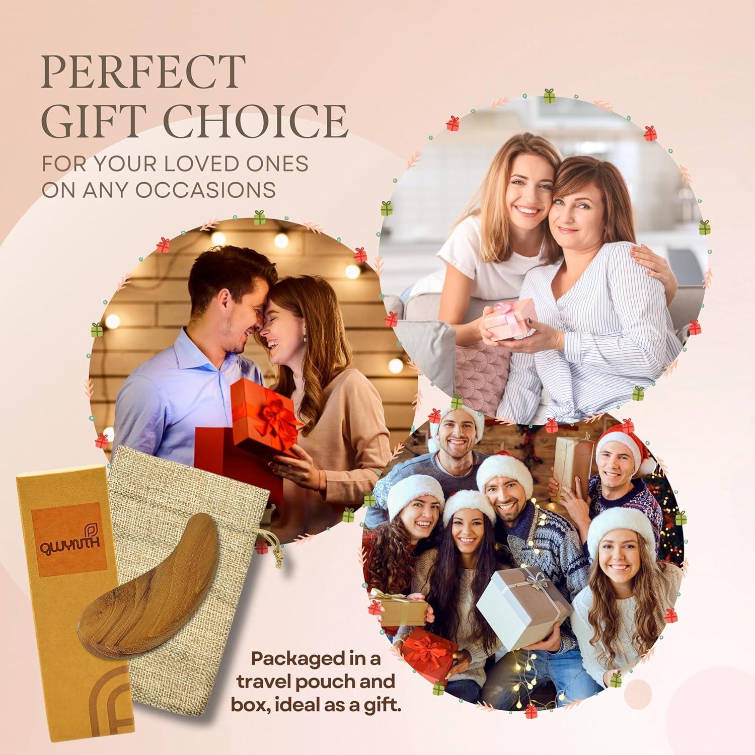 Gua Sha de Madera de Teca Gwynth para Masaje Facial y Corporal