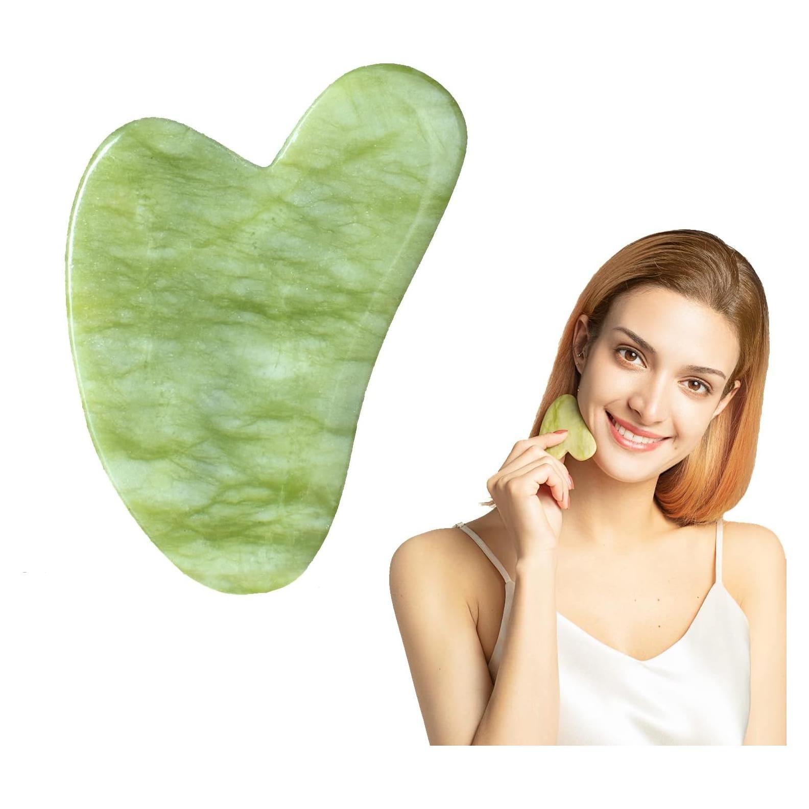 Herramienta de Masaje Gua Sha de Jade Natural STARR - Facial y Corporal