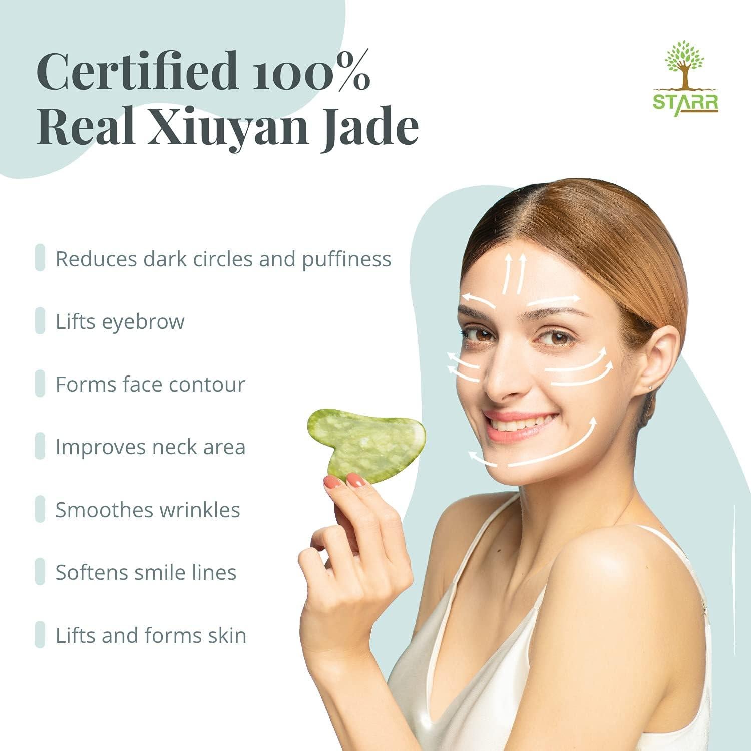 Herramienta de Masaje Gua Sha de Jade Natural STARR - Facial y Corporal