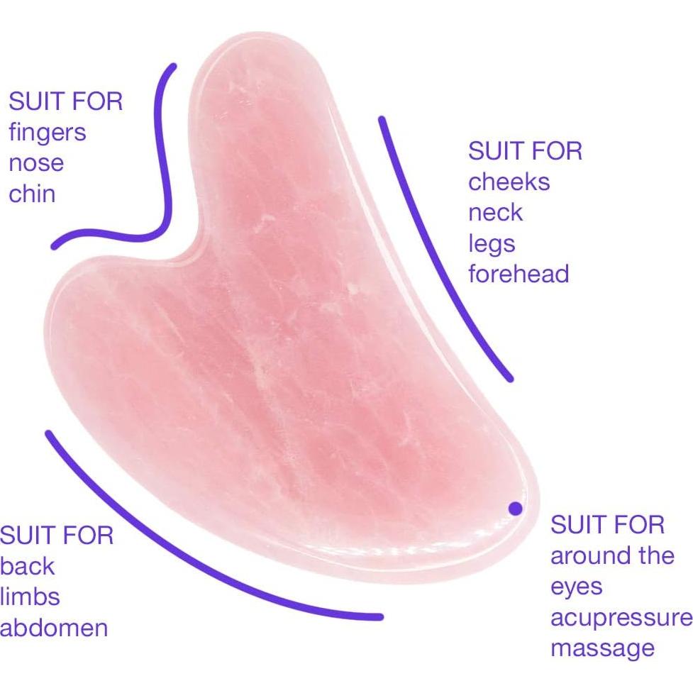 Herramienta de Masaje Gua Sha Cuarzo Rosa AOVIOANDY 7.6x5.1cm