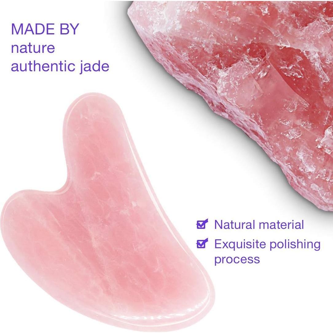 Herramienta de Masaje Gua Sha Cuarzo Rosa AOVIOANDY 7.6x5.1cm
