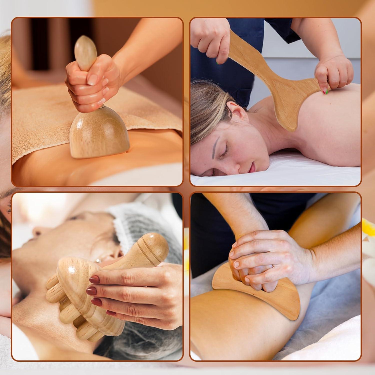 Kit de Masaje de Madera 8 en 1 KQXTOKTY - Drenaje Linfático