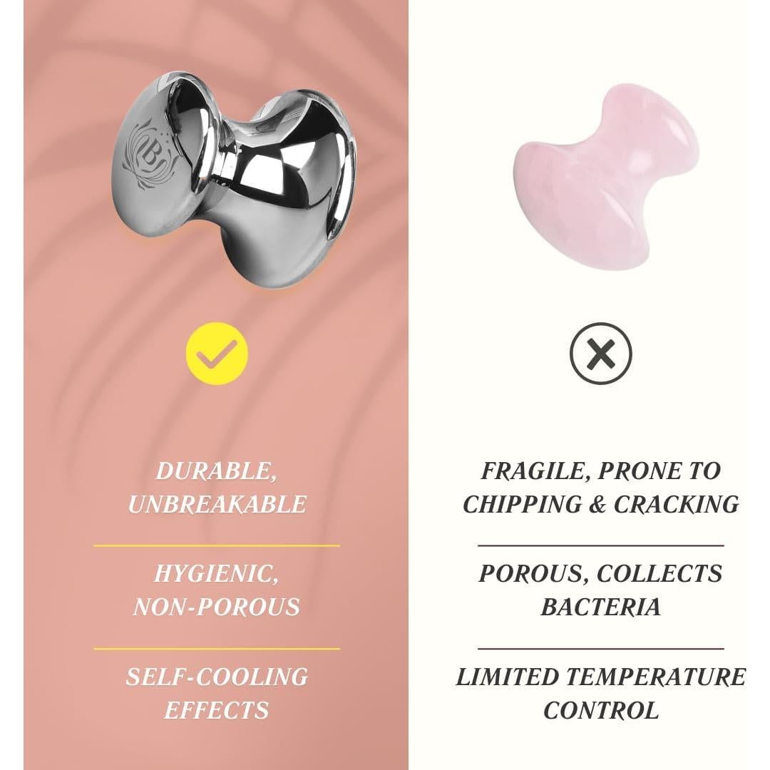 Gua Sha de Hongo Blumenes - Acero Inoxidable para Masaje Facial