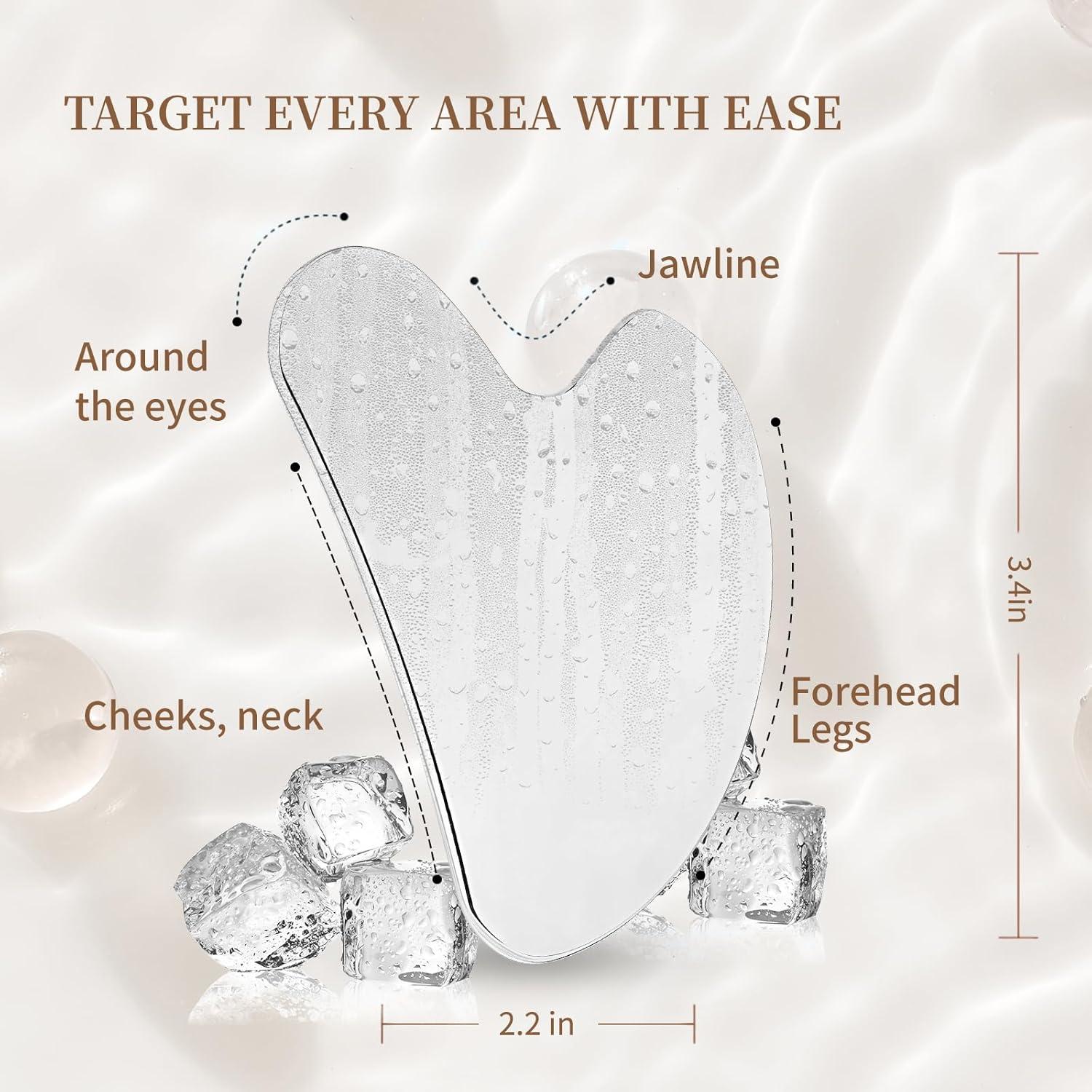 Set 2 Piezas Gua Sha Facial Acero Inoxidable ZminRN - Masaje Drenaje Linfático