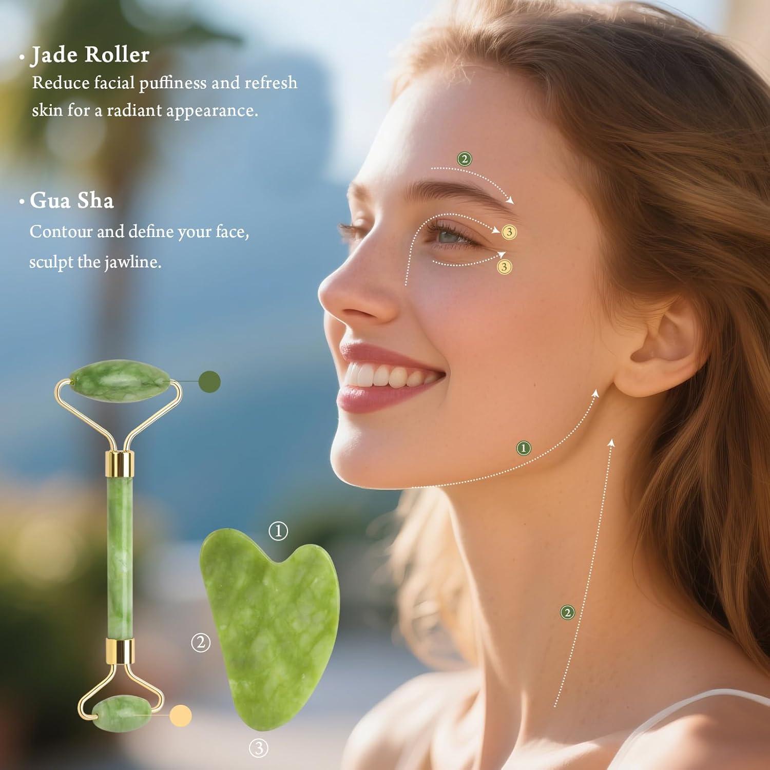 Set de Cuidado Facial Real Perfection Gua Sha y Rodillo Jade