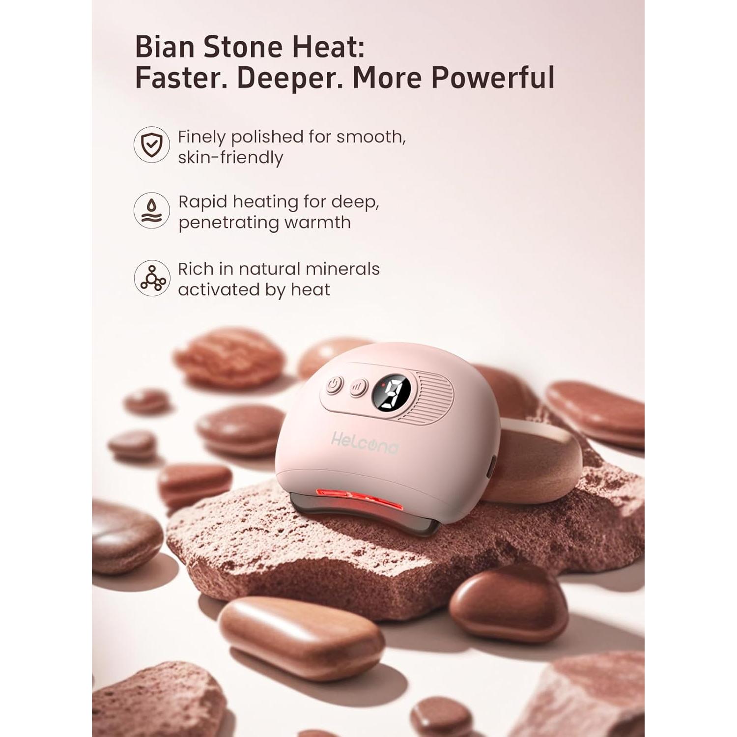 Masajeador Facial Gua Sha Eléctrico Helcona con Calor y Vibración