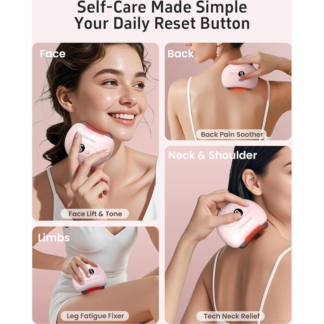 Masajeador Facial Gua Sha Eléctrico Helcona con Calor y Vibración