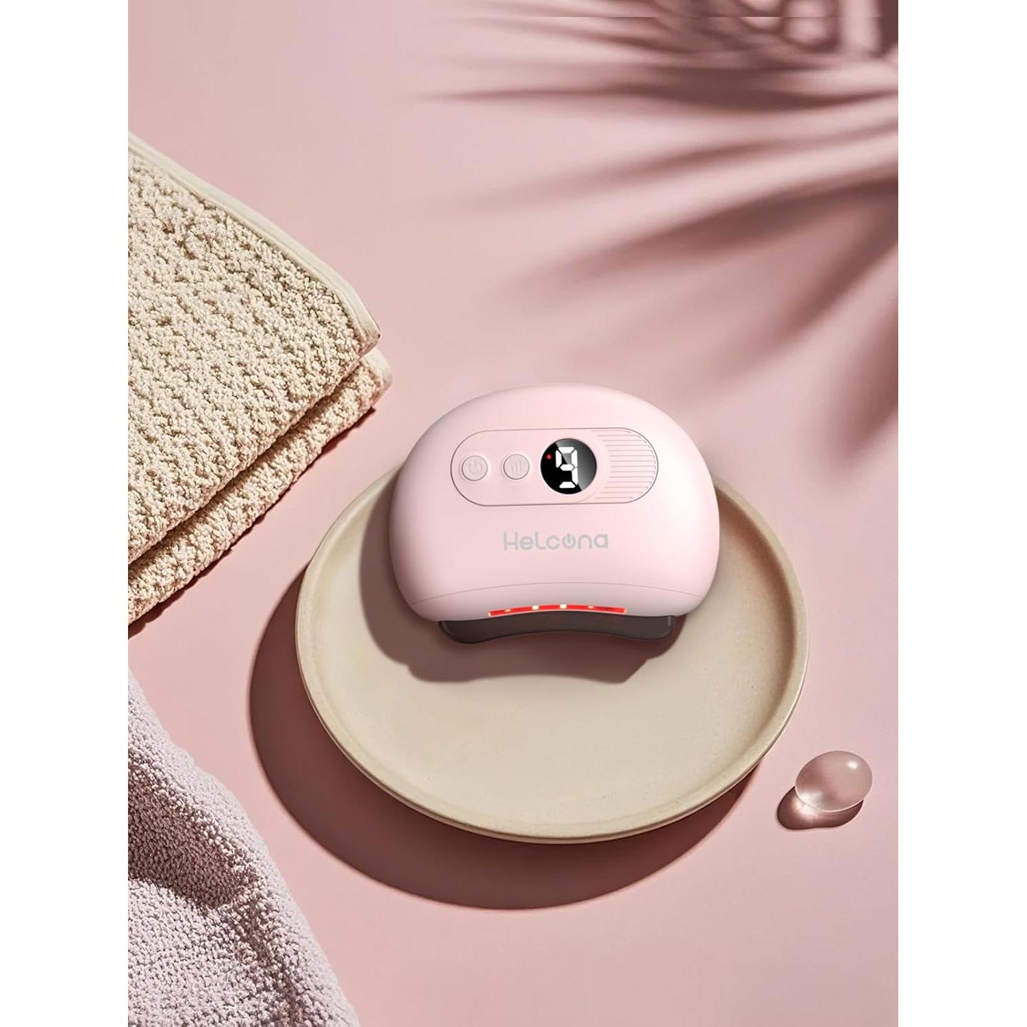 Masajeador Facial Gua Sha Eléctrico Helcona con Calor y Vibración