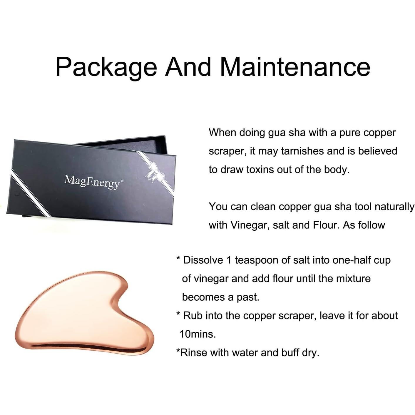 Masajeador Facial Gua Sha MagEnergy de Cobre Puro 7.62x5.08cm