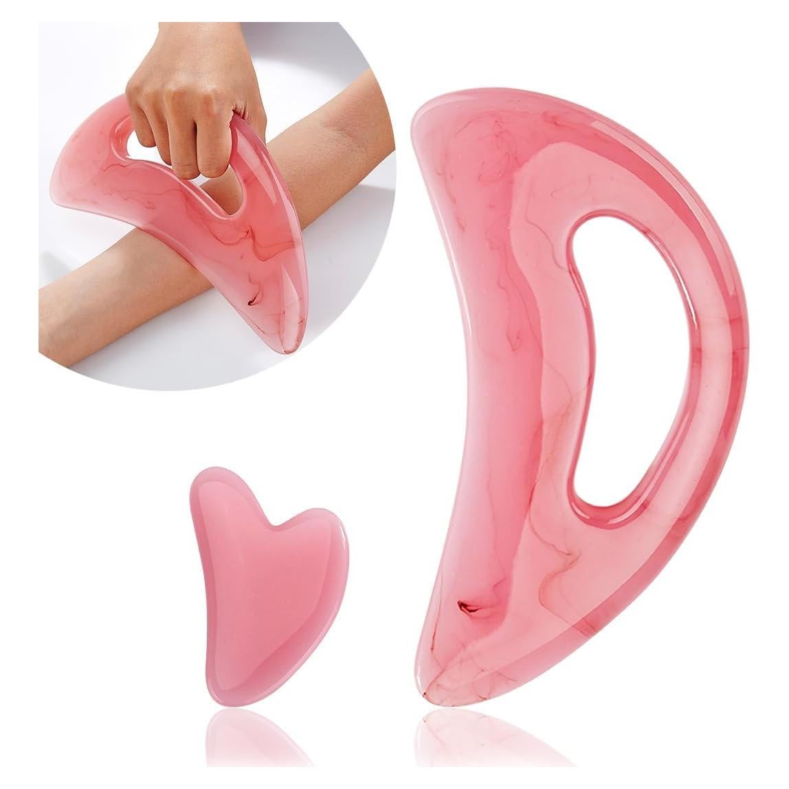 Herramienta Gua Sha Grande Frikan Rosa para Cuerpo y Cara