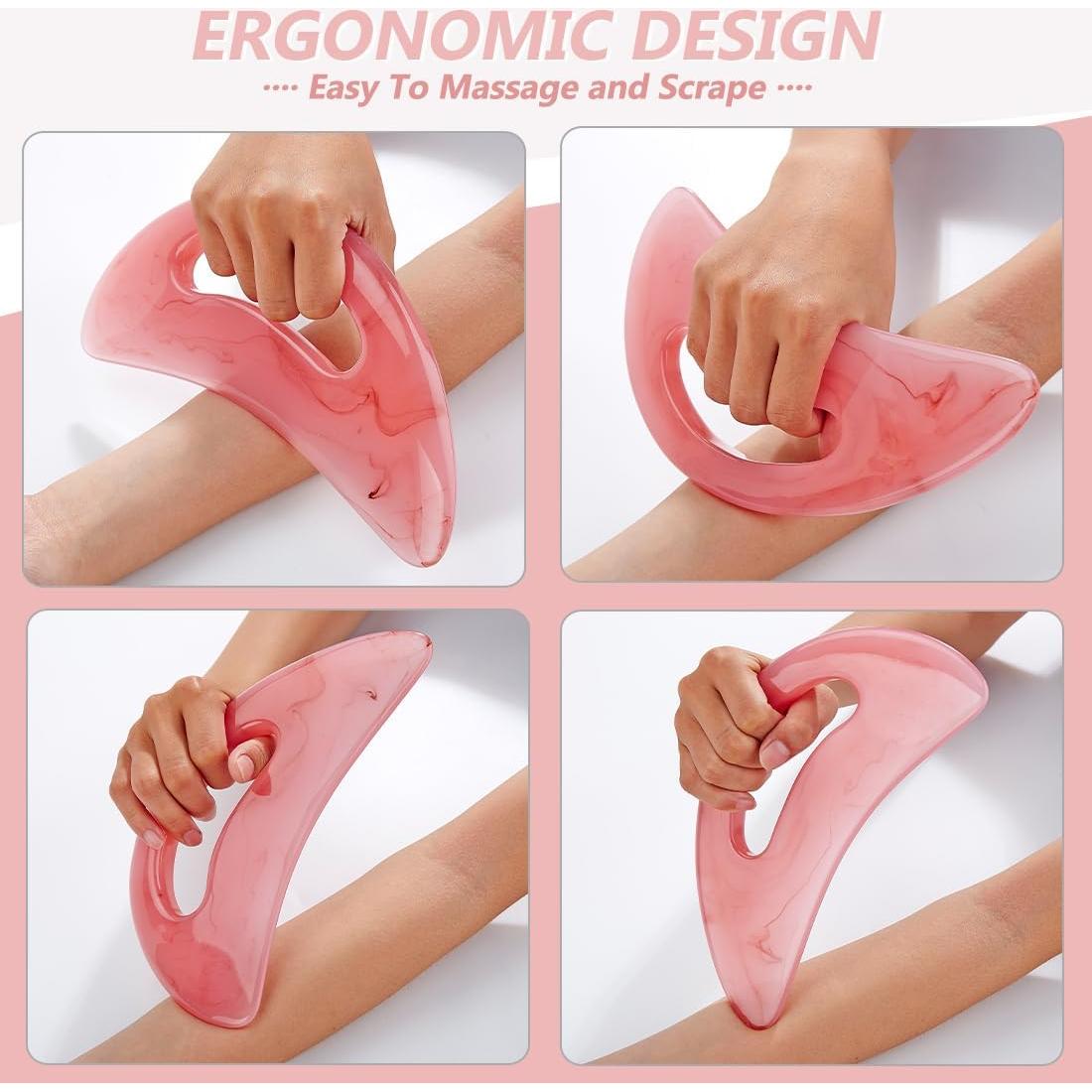 Herramienta Gua Sha Grande Frikan Rosa para Cuerpo y Cara