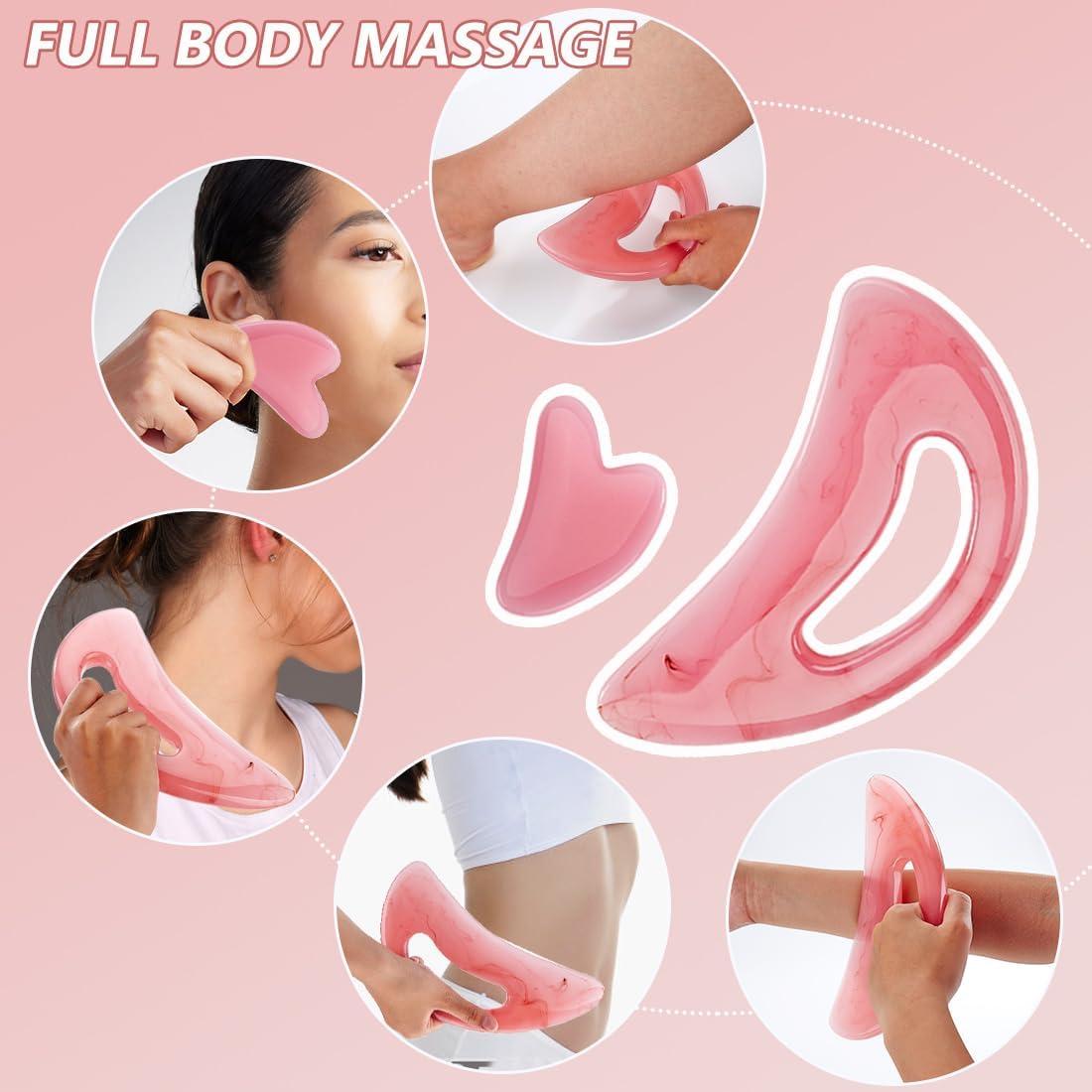 Herramienta Gua Sha Grande Frikan Rosa para Cuerpo y Cara