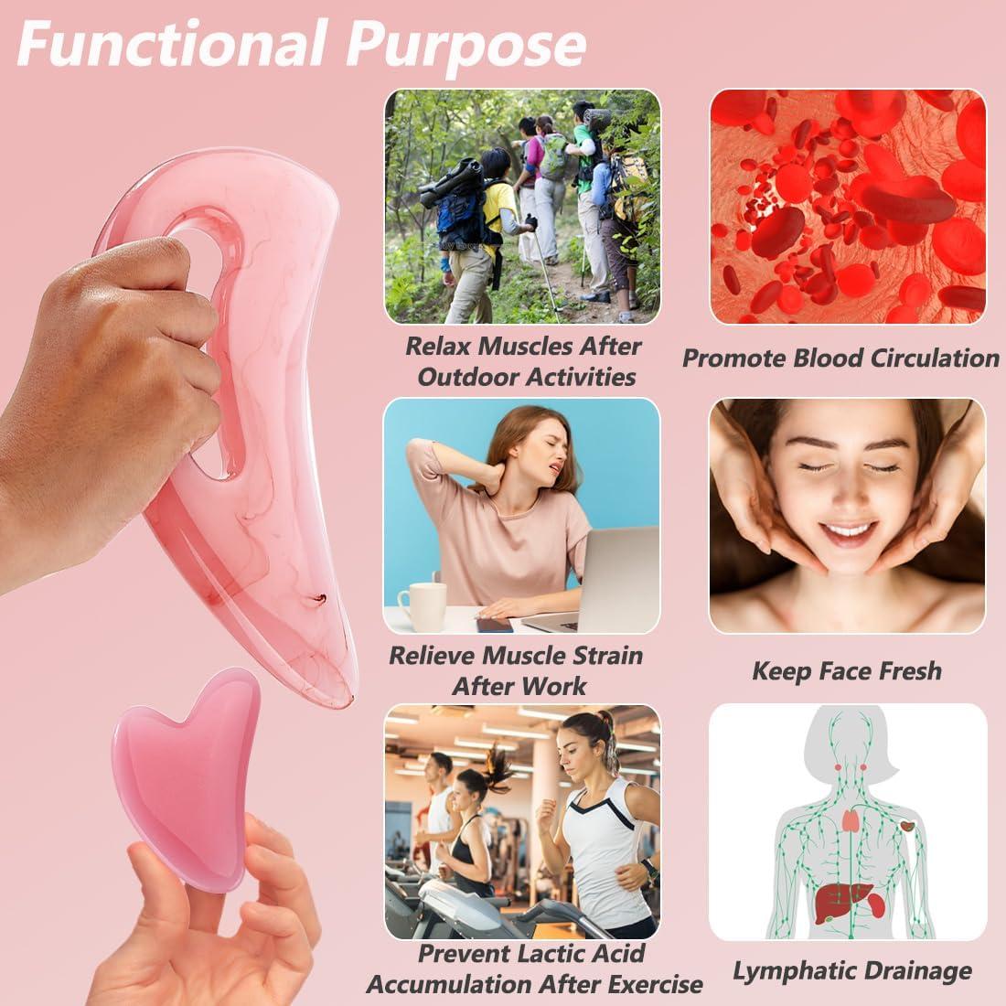 Herramienta Gua Sha Grande Frikan Rosa para Cuerpo y Cara