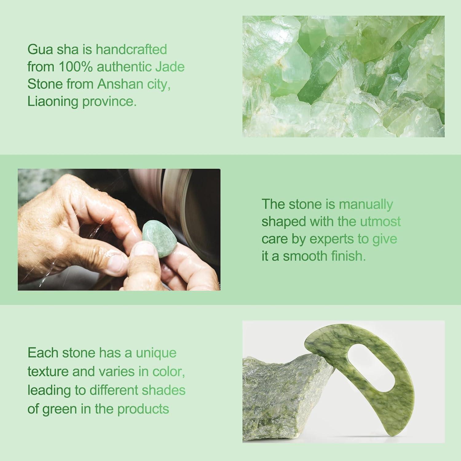 Juego de Herramientas de Masaje Gua Sha Jade Crossmoon 2 Piezas