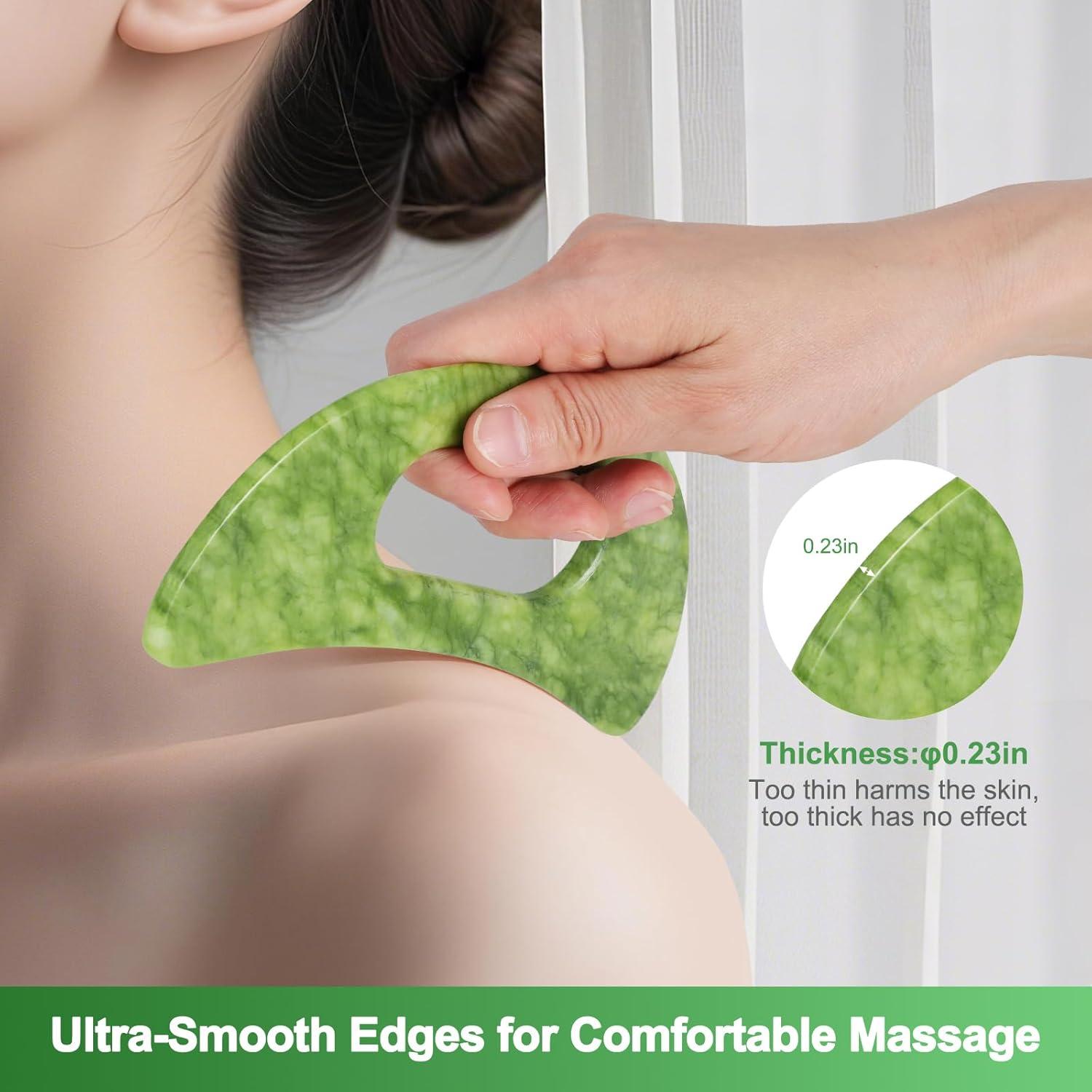 Juego de Herramientas de Masaje Gua Sha Jade Crossmoon 2 Piezas