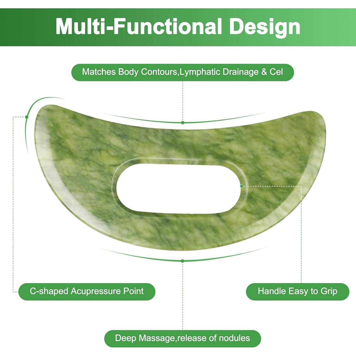 Juego de Herramientas de Masaje Gua Sha Jade Crossmoon 2 Piezas