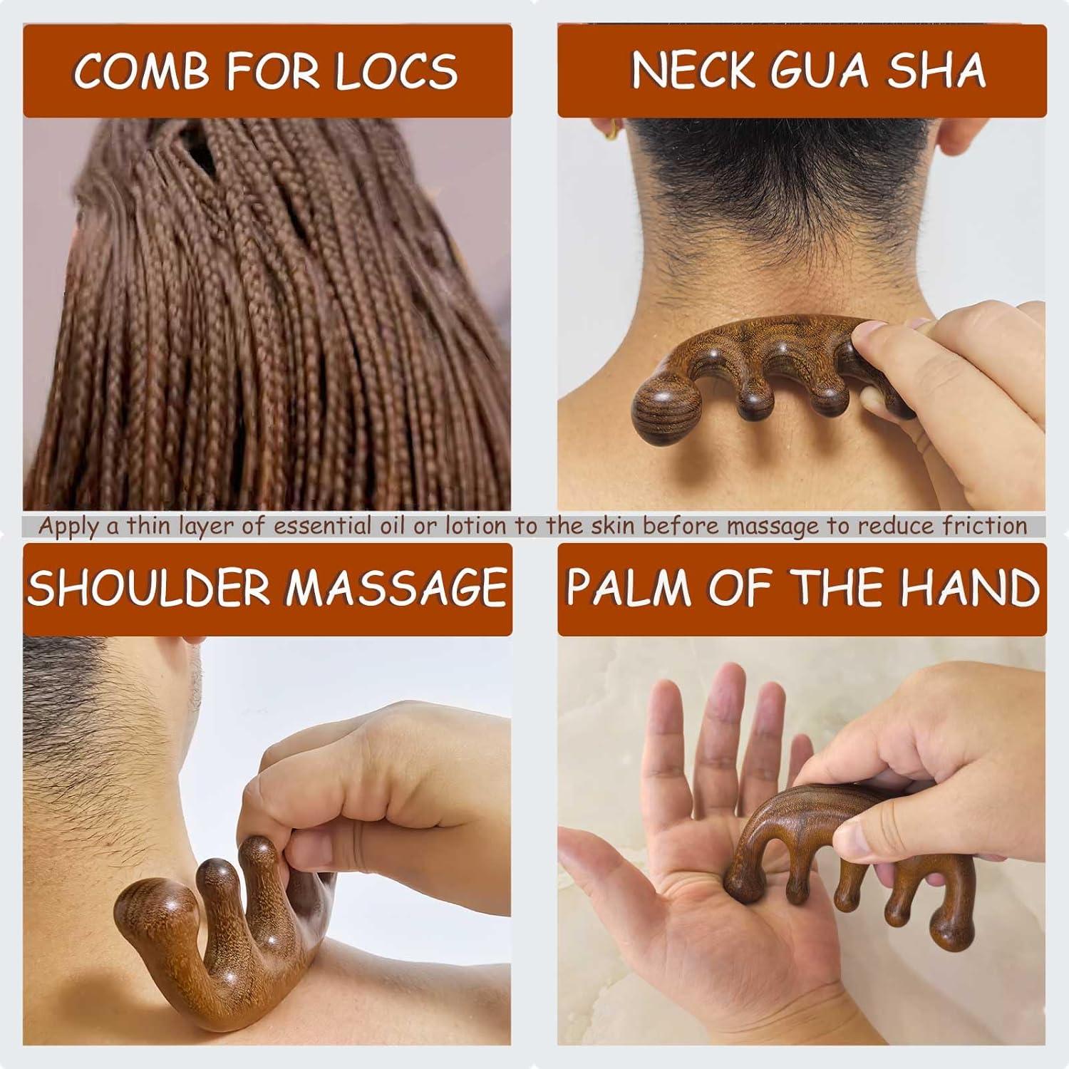 Masajeador de cuero cabelludo de madera Moreinday Gua Sha