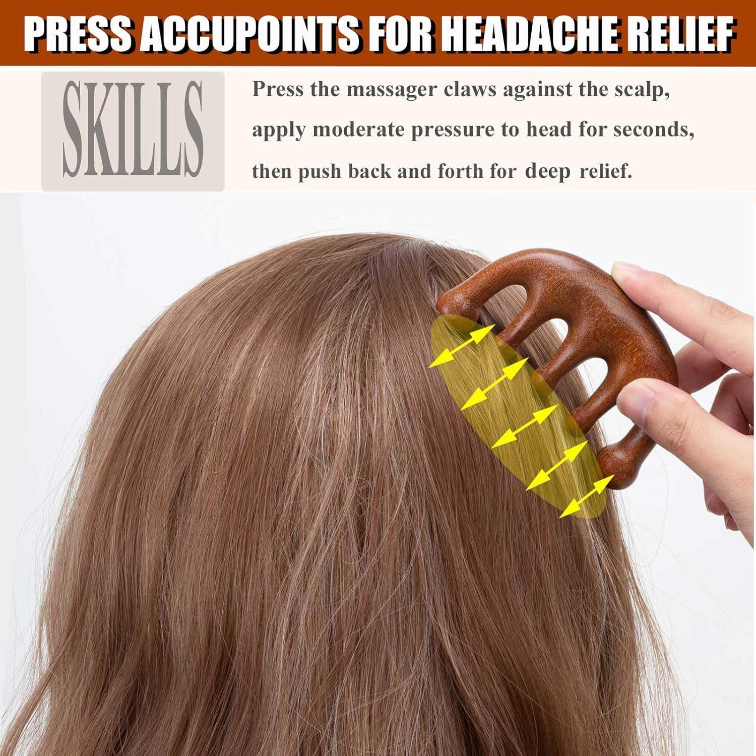 Masajeador de cuero cabelludo de madera Moreinday Gua Sha