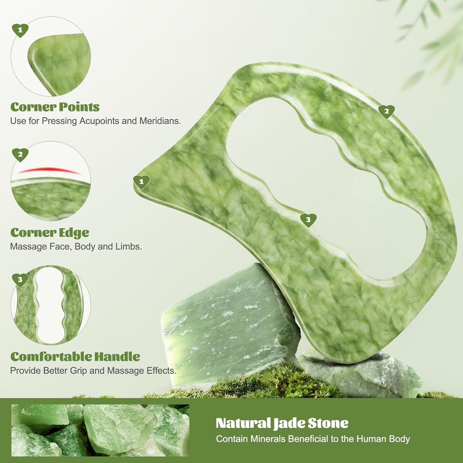 Juego de Herramientas de Masaje Gua Sha Jade Airogym - 2 Piezas