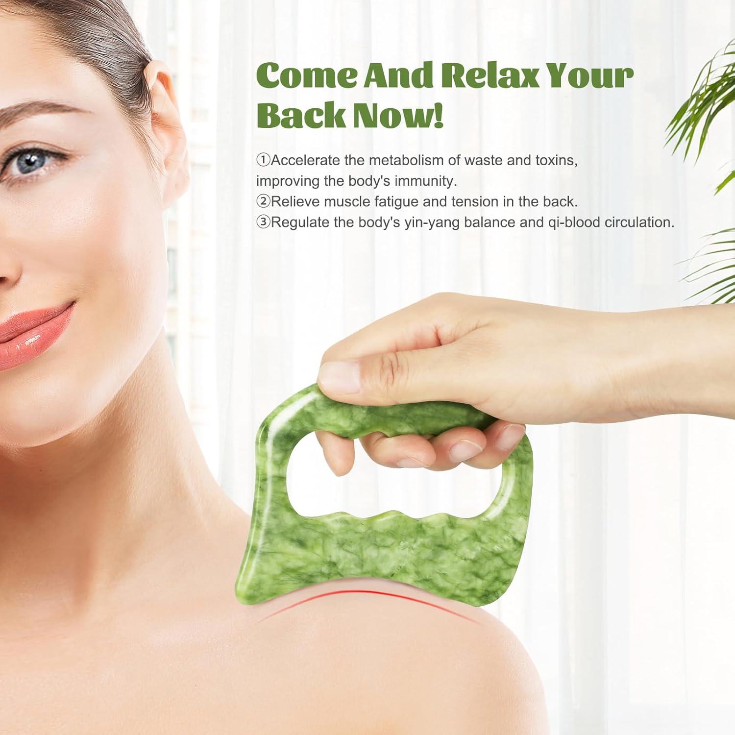 Juego de Herramientas de Masaje Gua Sha Jade Airogym - 2 Piezas