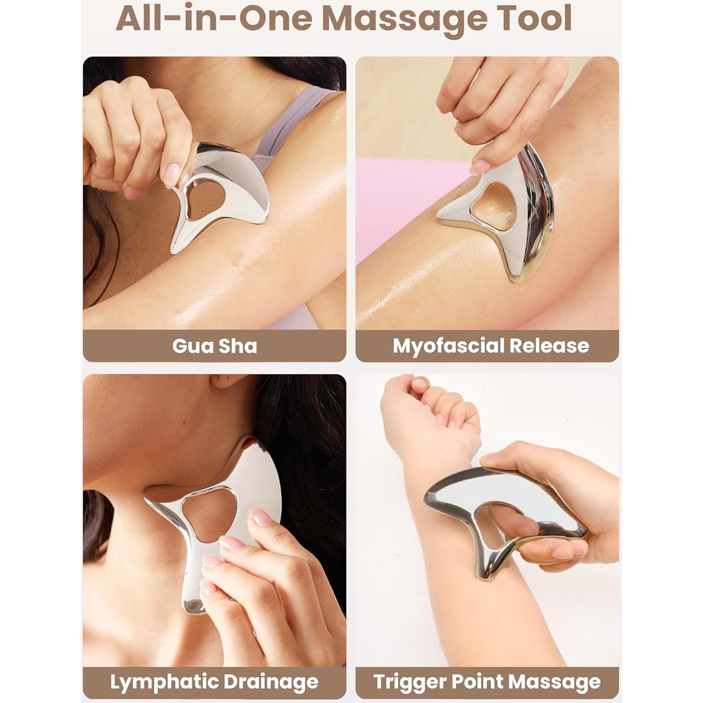 Gua Sha de Acero Inoxidable Lifechill para Masaje y Drenaje Linfático