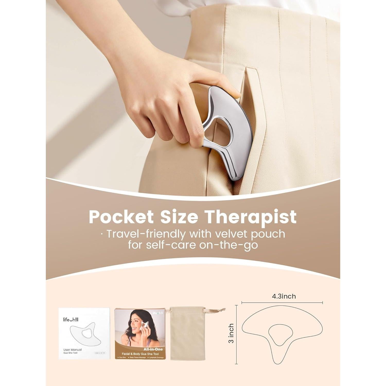 Gua Sha de Acero Inoxidable Lifechill para Masaje y Drenaje Linfático