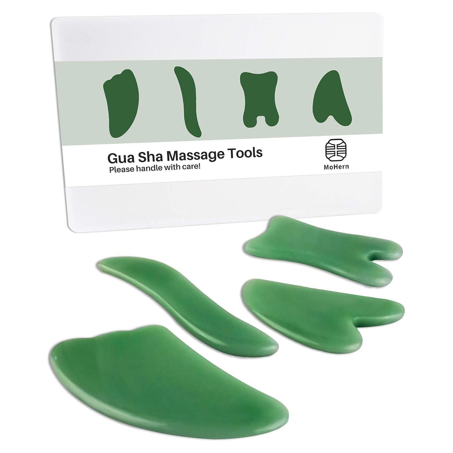 Herramientas de Masaje Gua Sha MoHern - 4 Piezas para Cara y Cuerpo