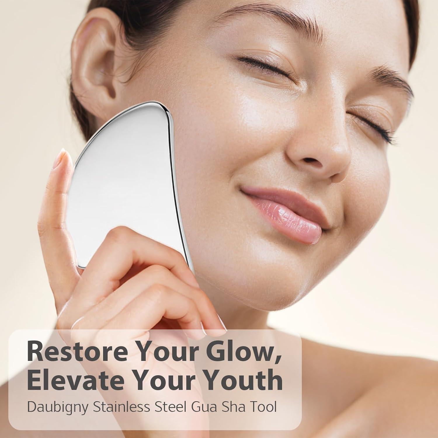Gua Sha de Acero Inoxidable Daubigny para Masaje Facial y Corporal