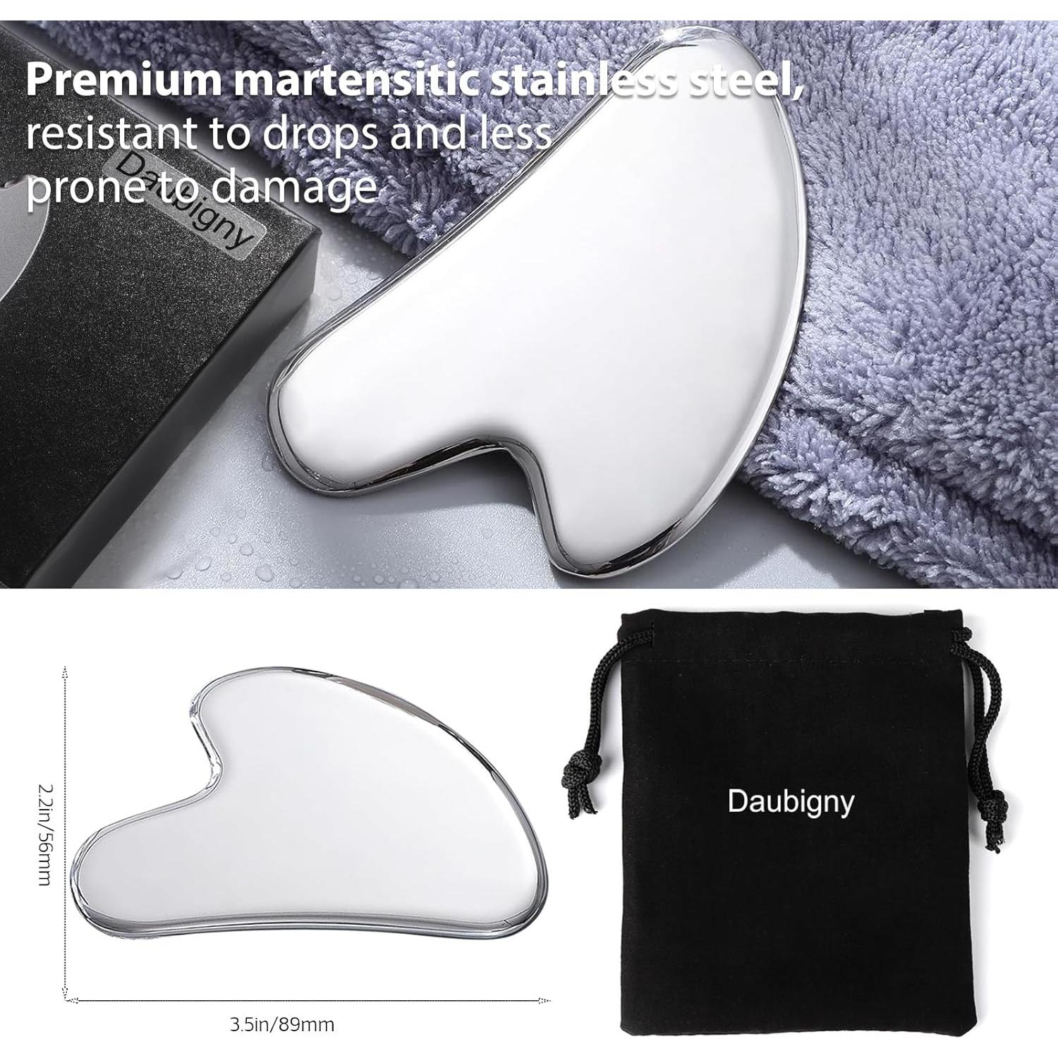Gua Sha de Acero Inoxidable Daubigny para Masaje Facial y Corporal